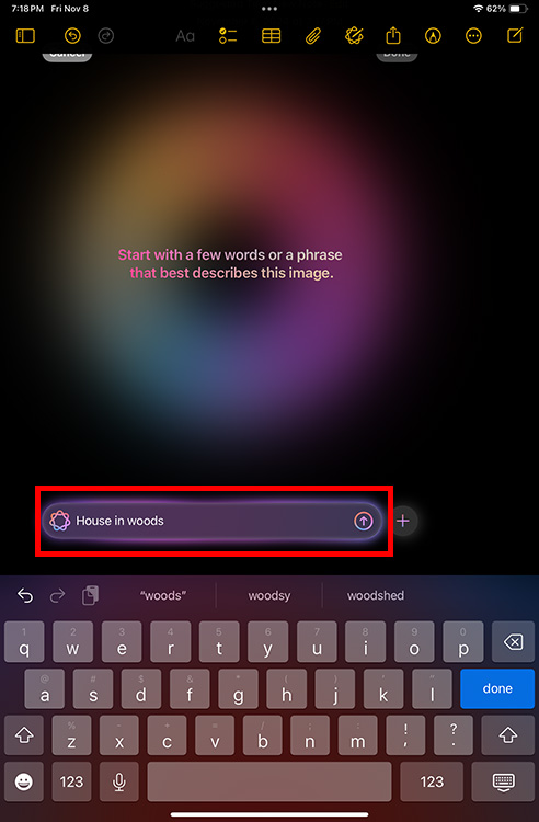 How to Use Image Wand on iPad with iPadOS 18 3 Adding a description of the sketch for Image Wand to generate a realistic sketch from